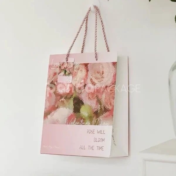 Floral Print Gift Bag with Elegant Rose Design