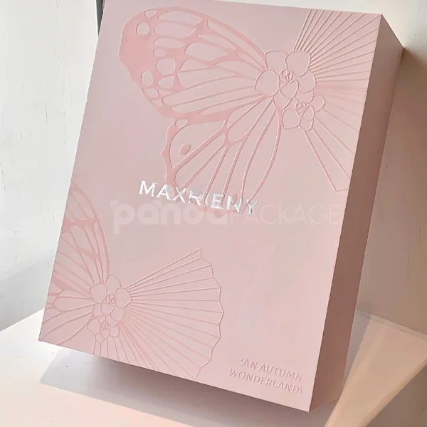 Elegant Pink Maternity Gift Box with Embossed Floral Design
