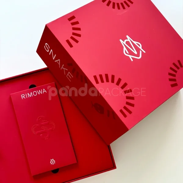 Modern Red Lunar Gift Box with Layered Insert and Zodiac-Themed Design