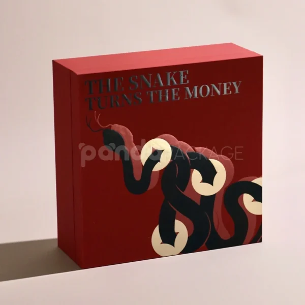 Red Magnetic Flip-Top Gift Box with Serpent & Moon Foil Artwork