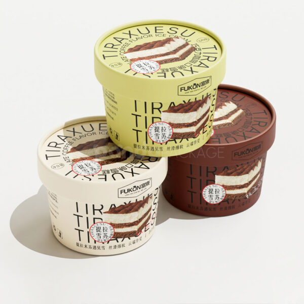 Retro-Style Paper Ice Cream Cups with Lid – For Frozen Dessert Packaging