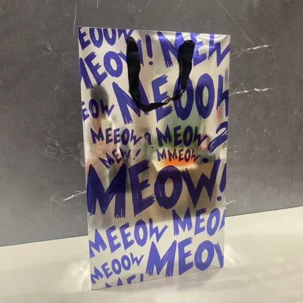 Playful Glossy Tote Bag with Artistic Cat-Inspired Design