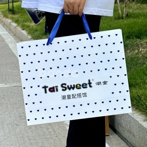 Polka Dot Printed Paper Bag with Rope Handles