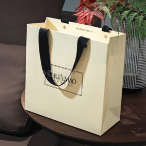 Premium Cream Gift Bag with Black Handle Accents