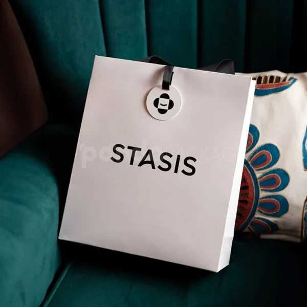 Modern White Gift Bag with Bold Branding