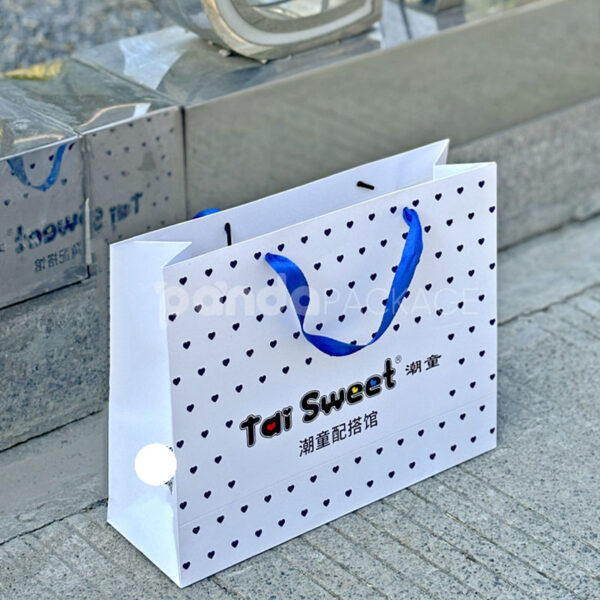 Polka Dot Printed Paper Bag with Rope Handles