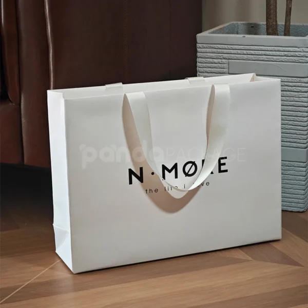 White Matte Gift Bag with Satin Handles