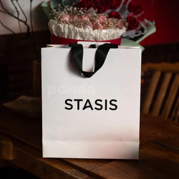 Modern White Gift Bag with Bold Branding