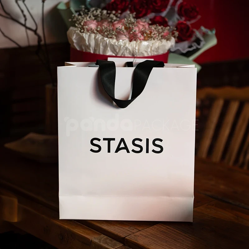 Modern White Gift Bag with Bold Branding
