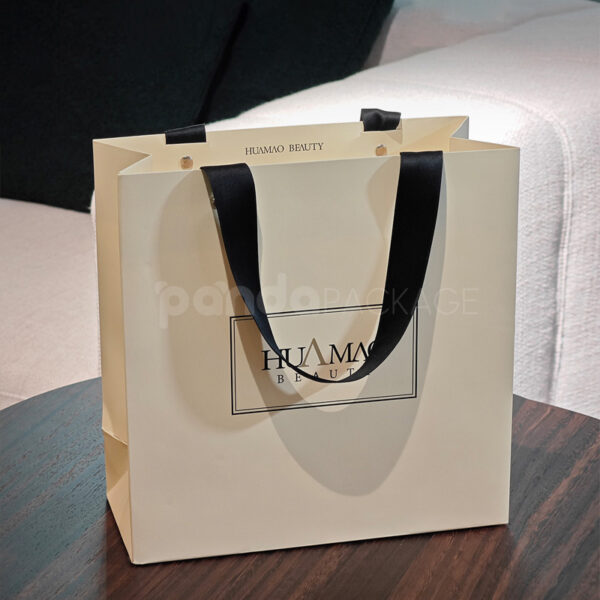 Premium Cream Gift Bag with Black Handle Accents