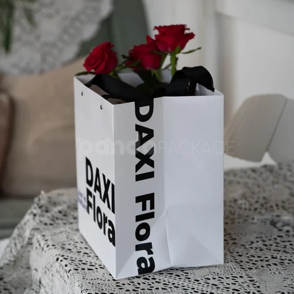 Bold Modern Gift Bag with Black Lettering & Handles