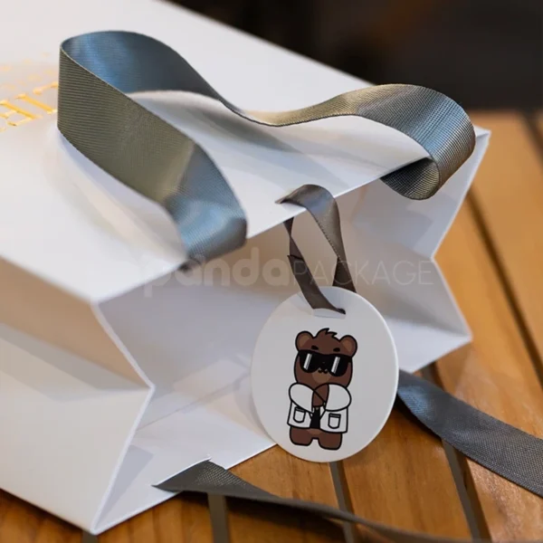 Luxury White Gift Bag with Foil Stamping