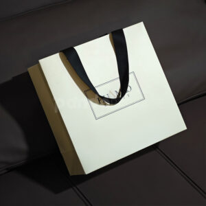 Premium Cream Gift Bag with Black Handle Accents