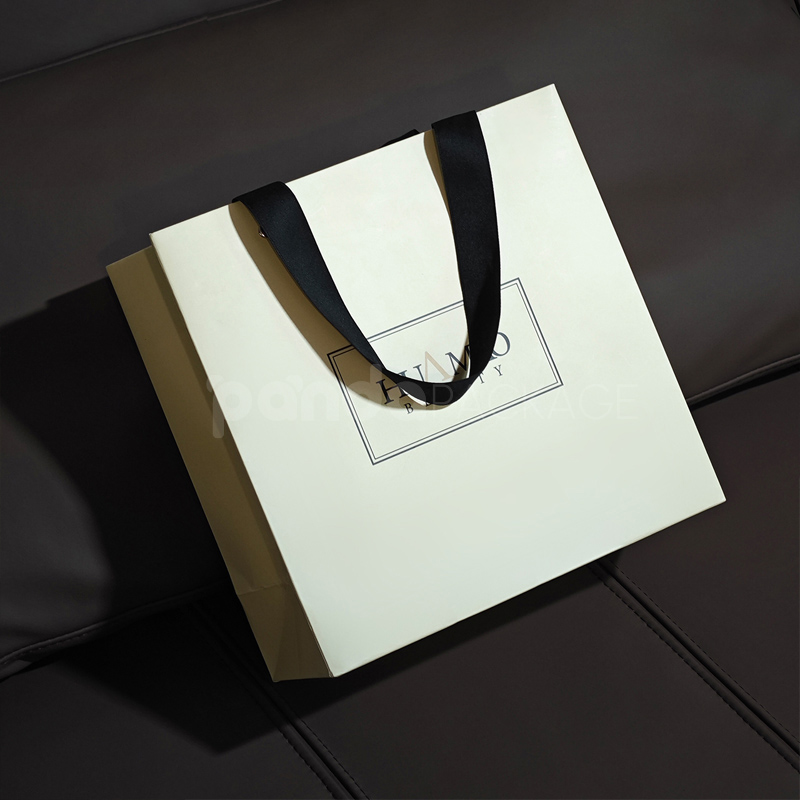 Premium Cream Gift Bag with Black Handle Accents