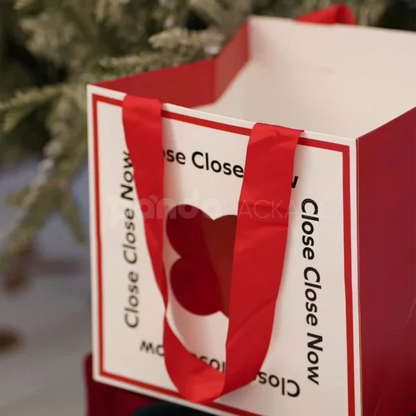 Holiday Gift Bag with Bold Red Accents and Playful Graphic Design