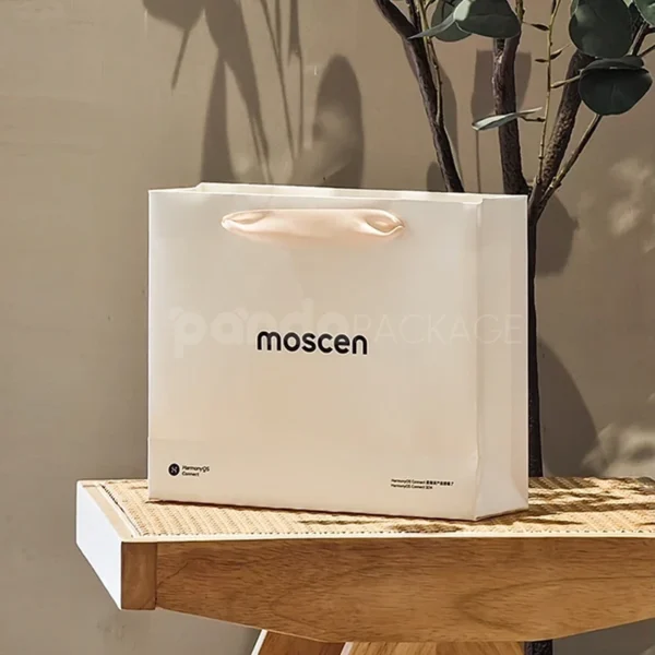 White Luxe Gift Bag with Blush Satin Handles