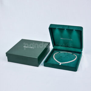 Emerald Velvet Jewelry Box with Glowing LED Light for Various Sizes