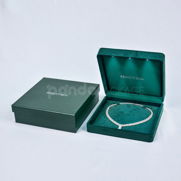 Emerald Velvet Jewelry Box with LED Light