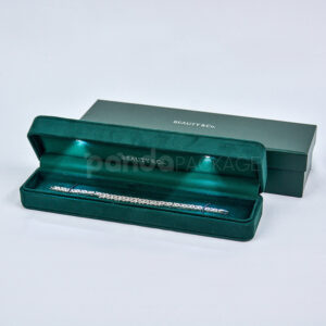 Emerald Velvet Jewelry Box with Glowing LED Light for Various Sizes