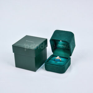 Emerald Velvet Jewelry Box with Glowing LED Light for Various Sizes