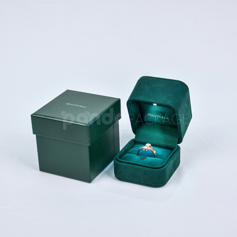 Emerald Velvet Jewelry Box with Glowing LED Light for Various Sizes