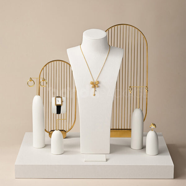 Elegant Ivory Jewelry Display Stand with Necklace Holder