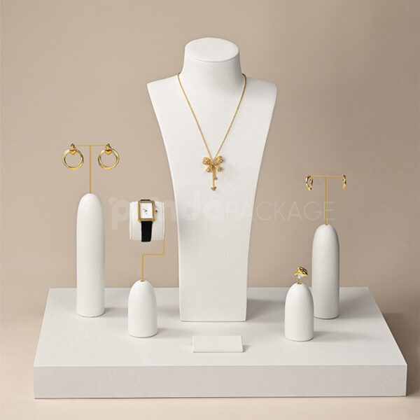 Elegant Ivory Jewelry Display Stand with Necklace Holder