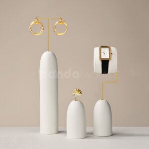 Ivory Jewelry Display Tray with Rings and Necklaces