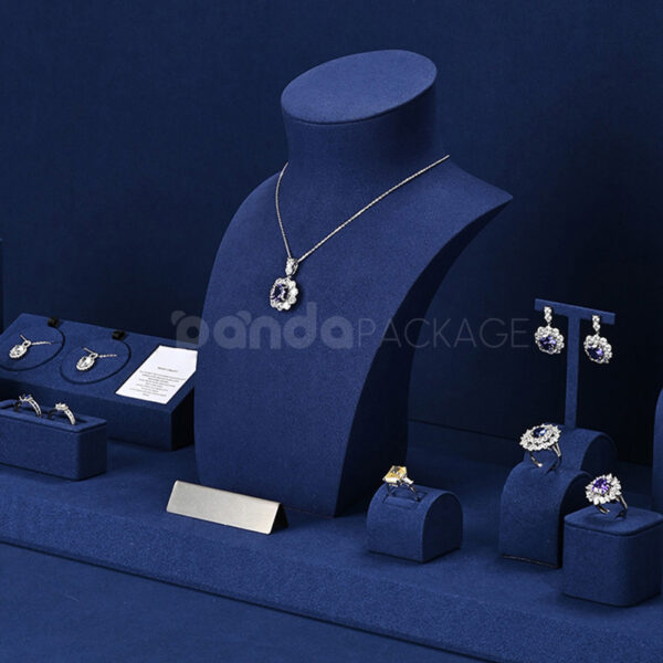 Royal Blue Velvet Jewelry Display Stand Set