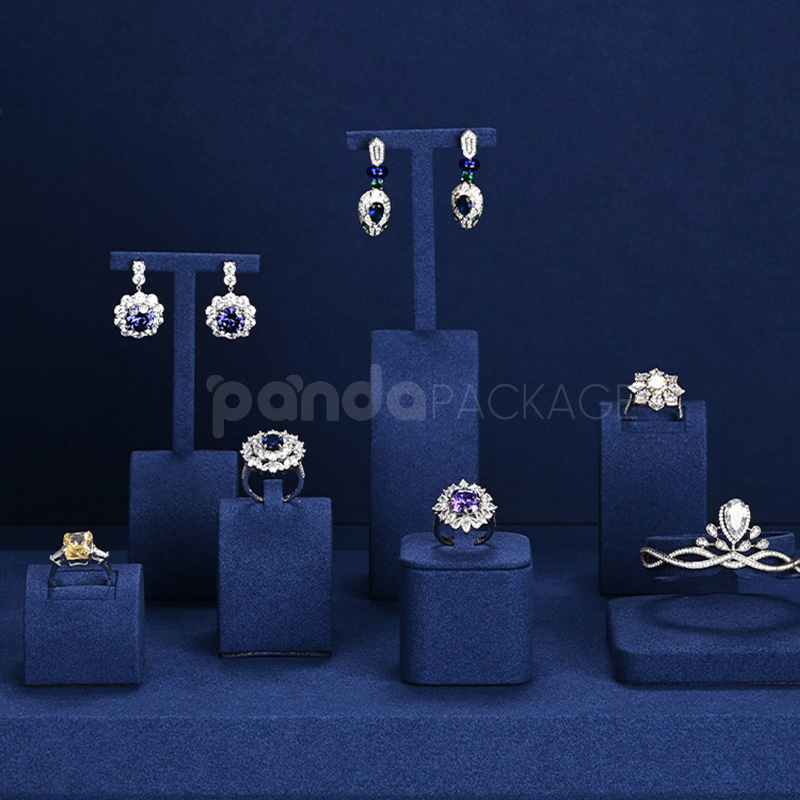 Blue Velvet Jewelry Display Stand