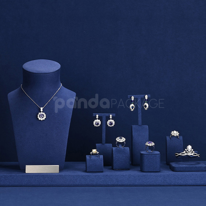 Blue Velvet Jewelry Display Stand