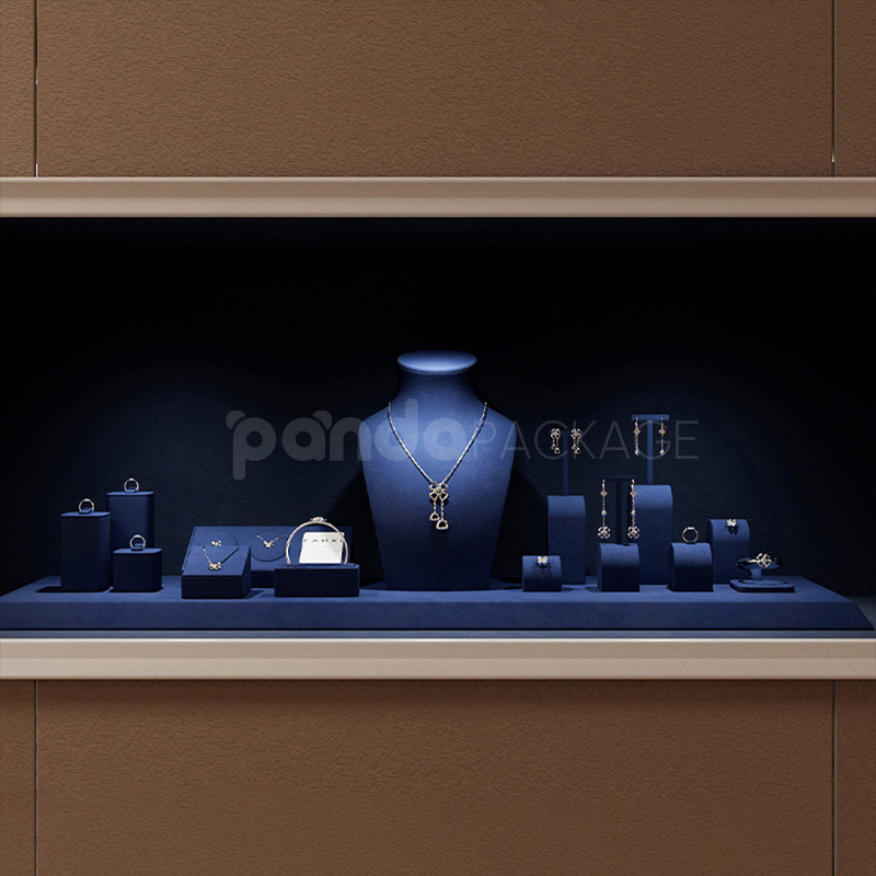 Blue Velvet Jewelry Display Stand