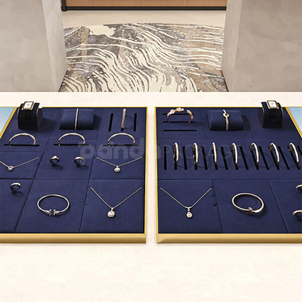 Luxury Velvet Gold-Frame Jewelry Display Tray