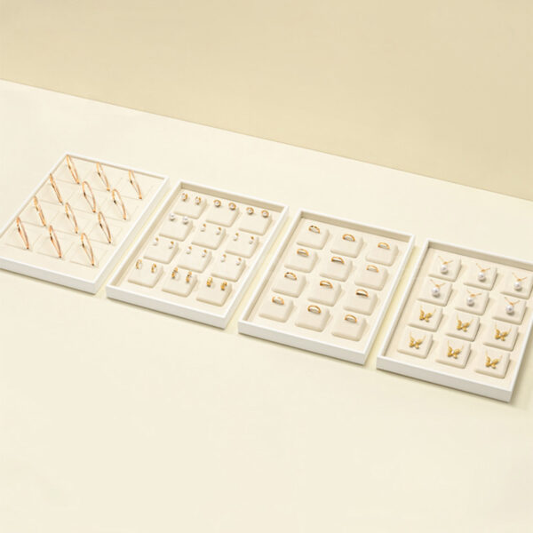 Elegant White Jewelry Display Tray Set