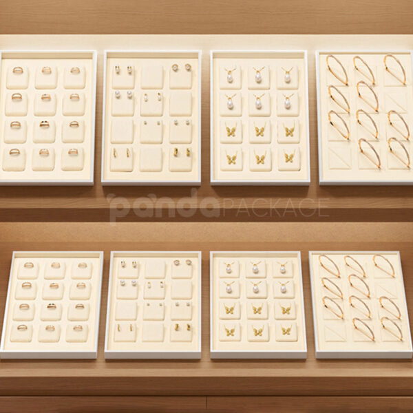 Elegant White Jewelry Display Tray Set