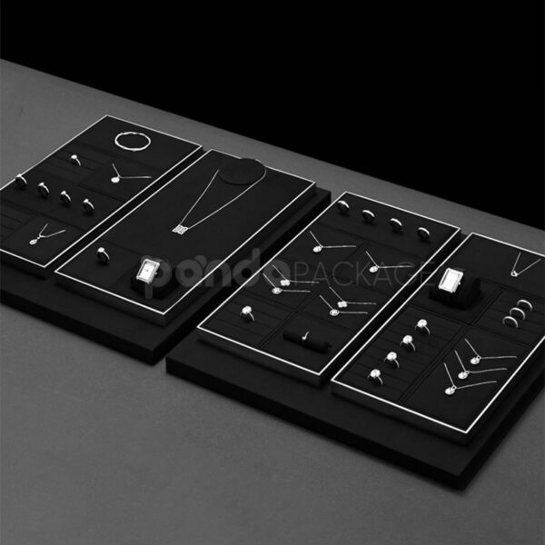 LuxeBlack Velvet Jewelry Display Tray Set