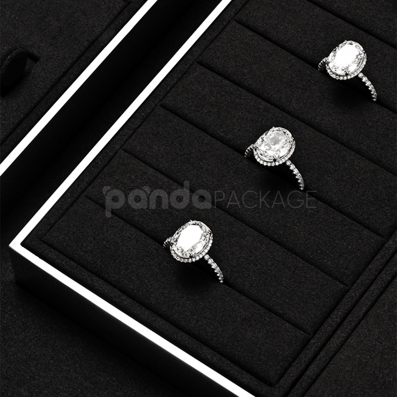 LuxeBlack Velvet Jewelry Display Tray Set for Rings Necklaces Watches