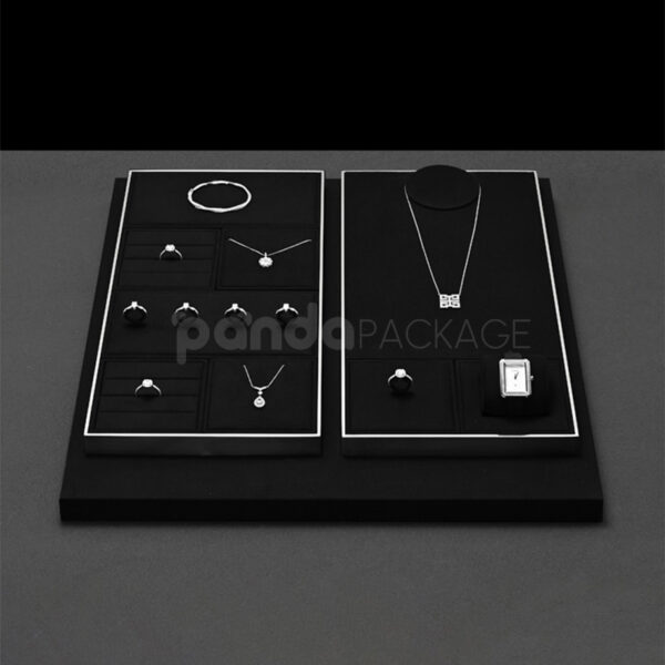 LuxeBlack Velvet Jewelry Display Tray Set