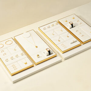 Luxury Gold-Trim Jewelry Display Tray with Necklaces and Watches