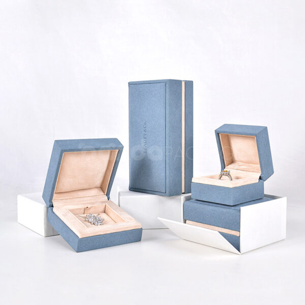 Elegant Mist Blue Velvet Jewelry Gift Box