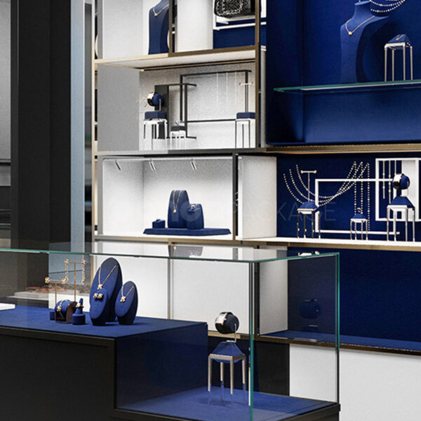 Compact Royal Blue Velvet Jewelry Display Set