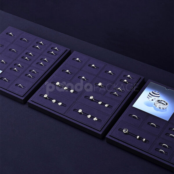 Velvet Ring Display Tray with Grid Slots