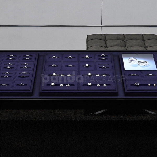 Velvet Ring Display Tray with Grid Slots