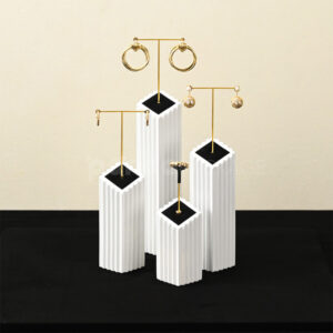 Modern White Black Jewelry Display Set with Necklace Bust