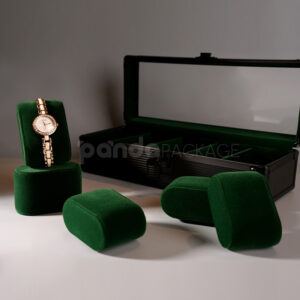 Sleek 5-slot watch storage box with clear lid green