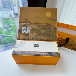 Premium Amber Glow Mooncake Vault Orange Embossed Gift