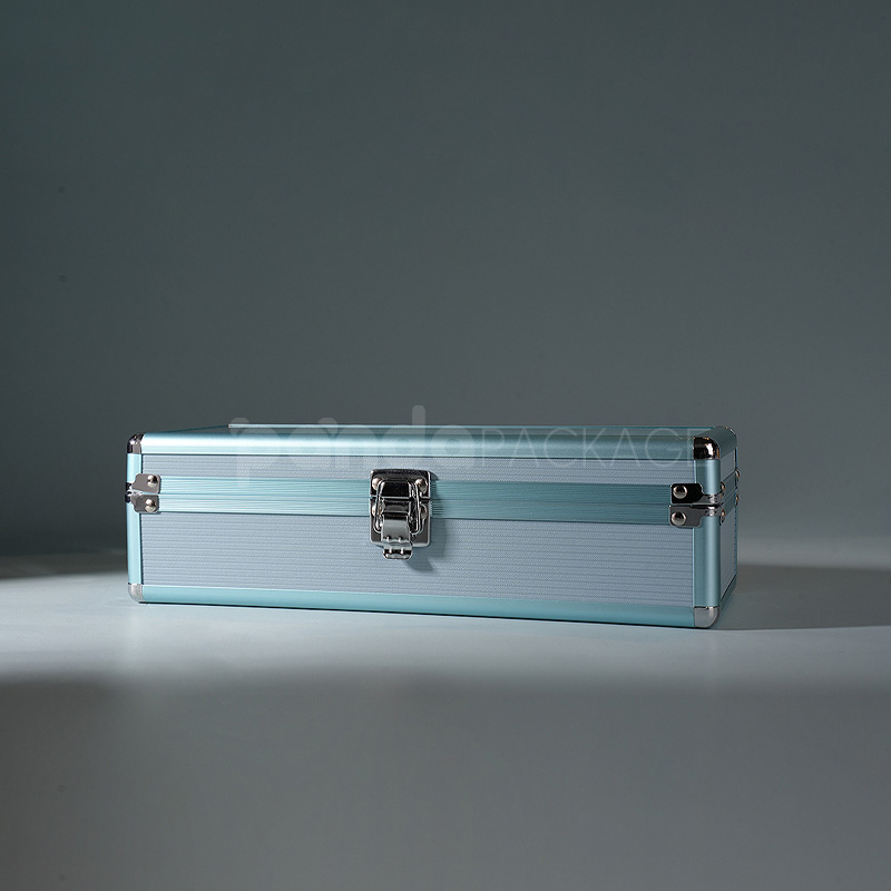 Elegant Blue 5-Slot Watch Storage Box with Clear Lid