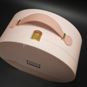 Blush Pink Round Gift Box with Leather Handle