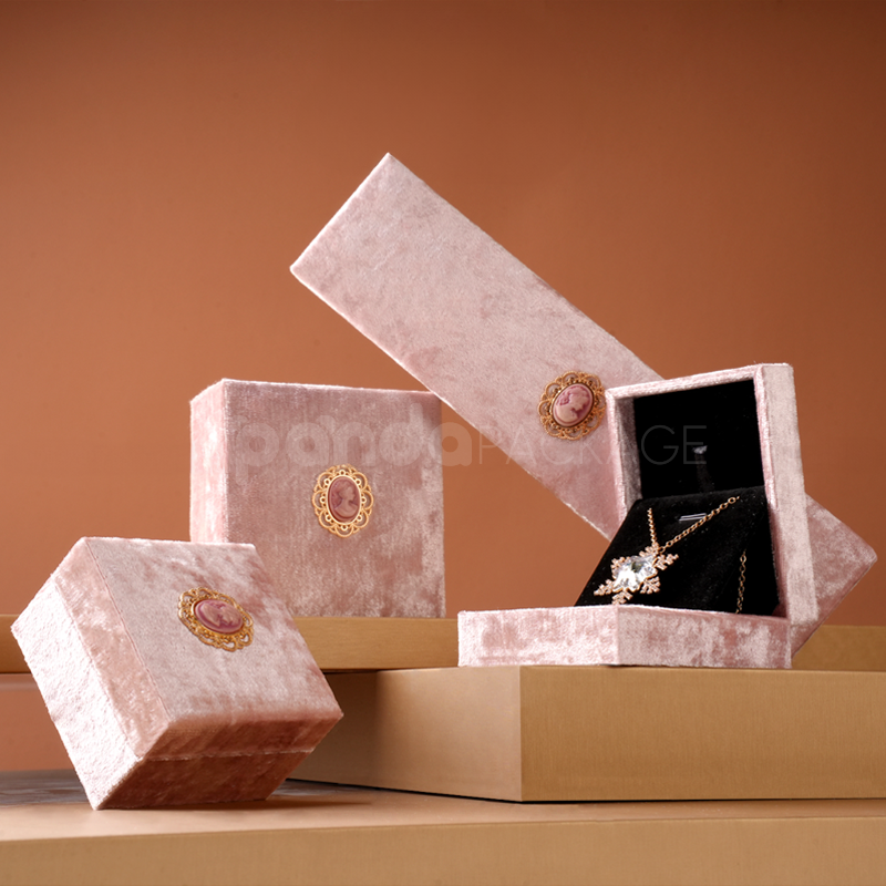 Blush pink velvet jewelry box with crown