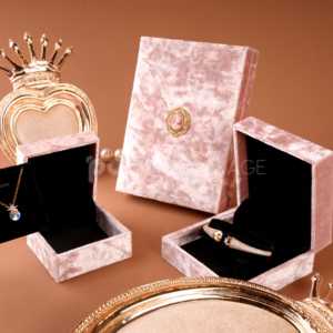 Blush pink velvet jewelry box with crown